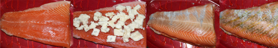 salmon with gorgonzola prep